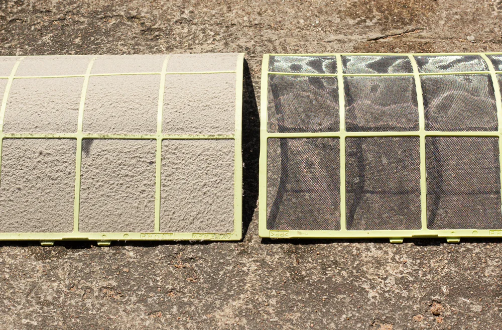 Before and After Aircon Filter Cleaning DIY
