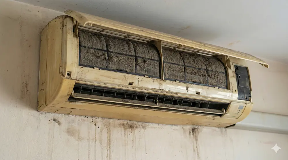 Dirty Aircon Needing Professional Cleaning Service