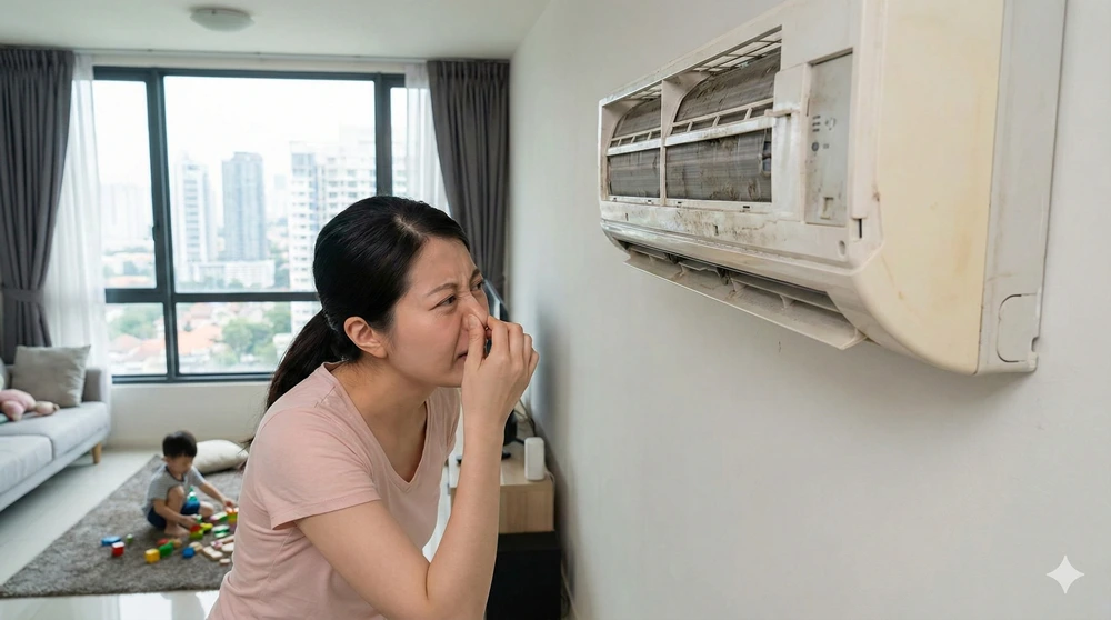 Dirty and Smelly Aircon Unit Causing Sickness to People